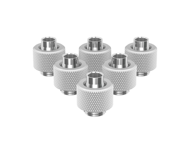 PrimoChill SecureFit SX - Premium Compression Fitting For 3/8in ID x 1/2in OD Flexible Tubing 6 Pack (F-SFSX12-6) - Available in 20+ Colors, Custom Watercooling Loop Ready - Sky White