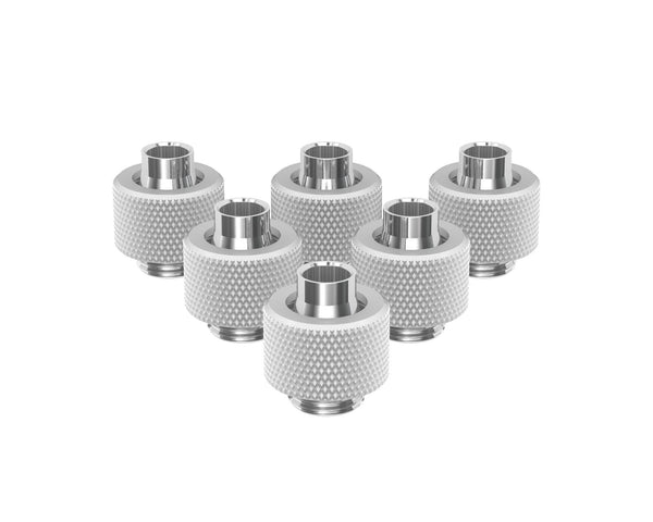 PrimoChill SecureFit SX - Premium Compression Fitting For 3/8in ID x 1/2in OD Flexible Tubing 6 Pack (F-SFSX12-6) - Available in 20+ Colors, Custom Watercooling Loop Ready - Sky White