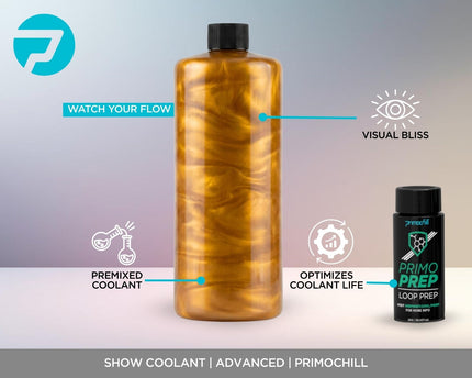 PrimoChill Vue - Computer WaterCooling Coolant, Visual Flow, Solid/Non-Transparent, Full Protection, PrimoPrep Included, Proudly Made in the USA (32oz/.9L) - Candy Gold SX