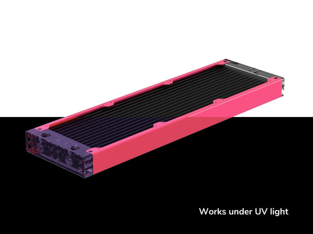 PrimoChill 360SL (30mm) EXIMO Modular Radiator, Clear Acrylic, 3x120mm, Triple Fan (R-SL-A36) Available in 20+ Colors, Assembled in USA and Custom Watercooling Loop Ready - UV Pink