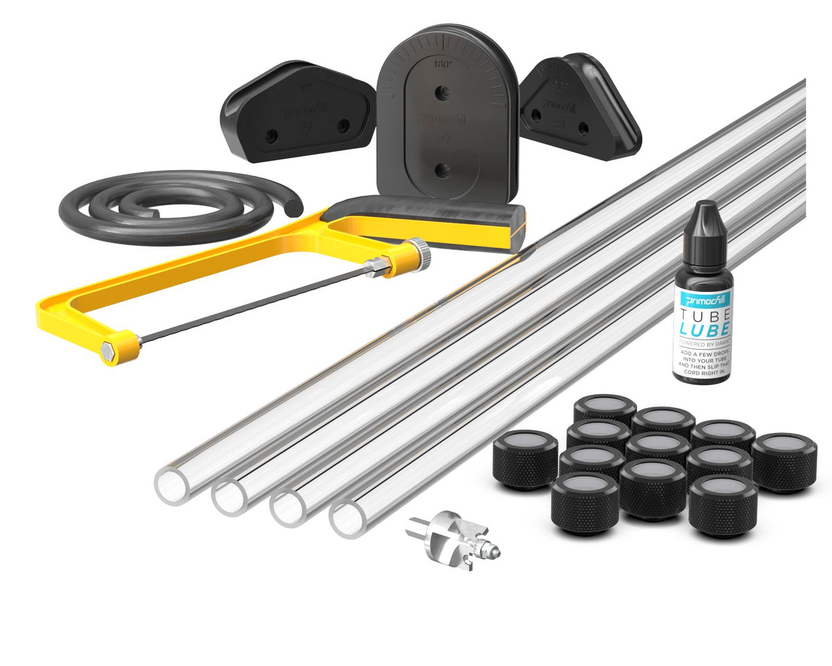 PrimoChill (Complete Kit) 4x 16mm Acrylic/PMMA Tubes, 12x Metrix SX Fitting, Bending Jig/Kit, Cutter and Finishing Bit - PrimoChill - KEEPING IT COOL Satin Black