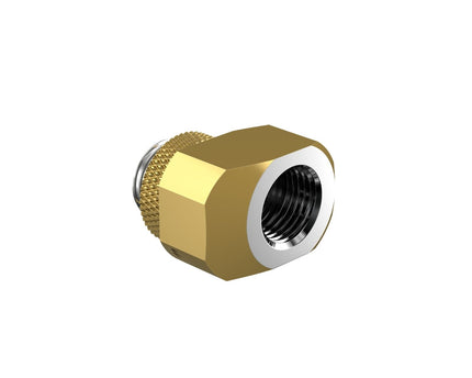 PrimoChill InterConnect SX Male to Female G 1/4in. Offset Full Rotary Fitting - 10mm - Gold