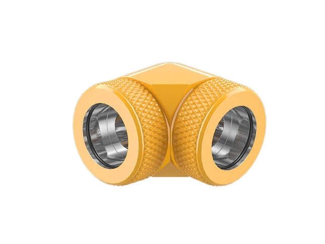 PrimoChill InterConnect SX Premium 90 Degree Elbow Adapter Fitting for 14MM Rigid Tubing (FA-9014) - Yellow