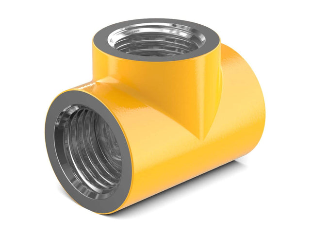 PrimoChill G 1/4in. Inline 3-Way SX Female T Adapter - Yellow