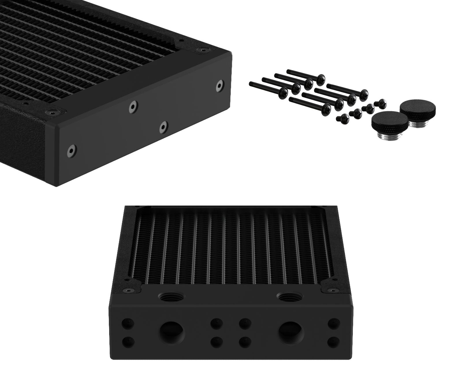 PrimoChill 240SL (30mm) EXIMO Modular Radiator, Black POM, 2x120mm, Dual Fan (R-SL-BK24) Available in 20+ Colors, Assembled in USA and Custom Watercooling Loop Ready - TX Matte Black