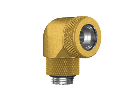 PrimoChill InterConnect SX Premium G1/4 to 90 Degree Adapter Fitting for 14MM Rigid Tubing (FA-G9014) - Gold