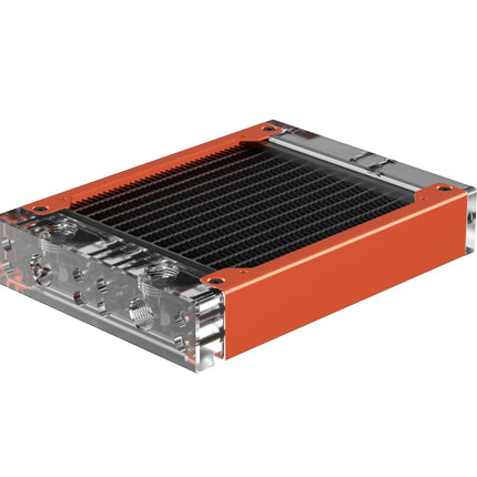 PrimoChill 120SL (30mm) EXIMO Modular Radiator, Clear Acrylic, 1x120mm, Single Fan (R-SL-A12) Available in 20+ Colors, Assembled in USA and Custom Watercooling Loop Ready - Candy Copper