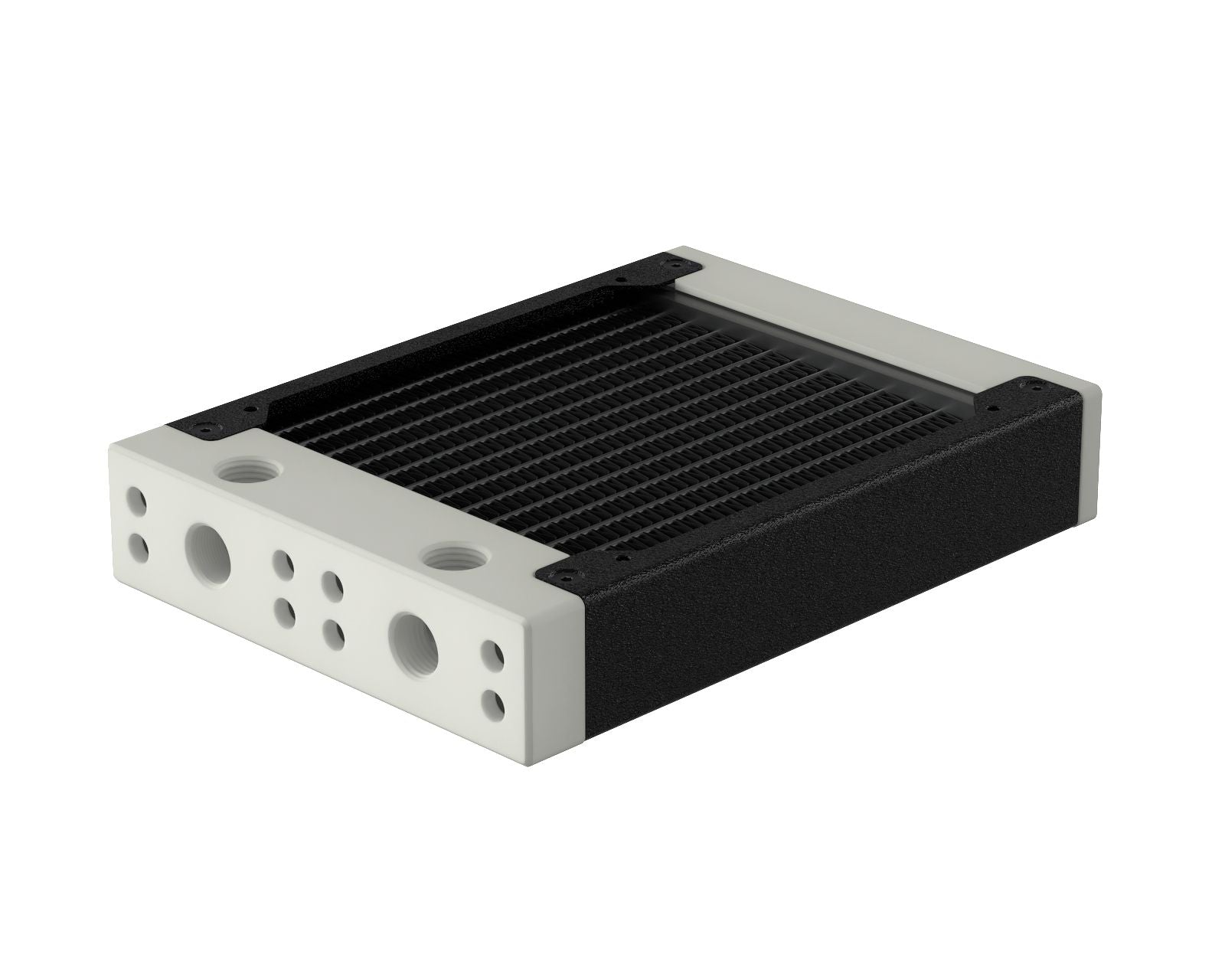 PrimoChill 120SL (30mm) EXIMO Modular Radiator, White POM, 1x120mm, Single Fan (R-SL-W12) Available in 20+ Colors, Assembled in USA and Custom Watercooling Loop Ready - TX Matte Black