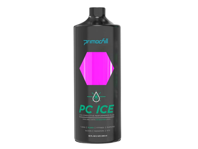 PrimoChill Ice - Computer WaterCooling Coolant, Low-Conductive, Transparent, Full Protection, Proudly Made in the USA (32oz/.9L) - UV Pink