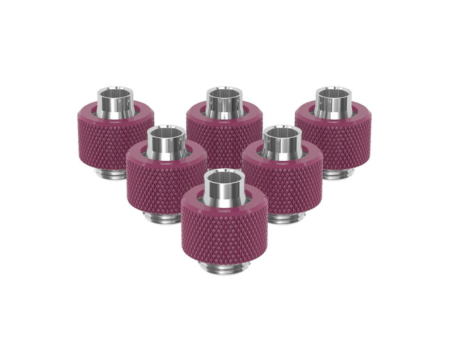PrimoChill SecureFit SX - Premium Compression Fitting For 3/8in ID x 1/2in OD Flexible Tubing 6 Pack (F-SFSX12-6) - Available in 20+ Colors, Custom Watercooling Loop Ready - Magenta