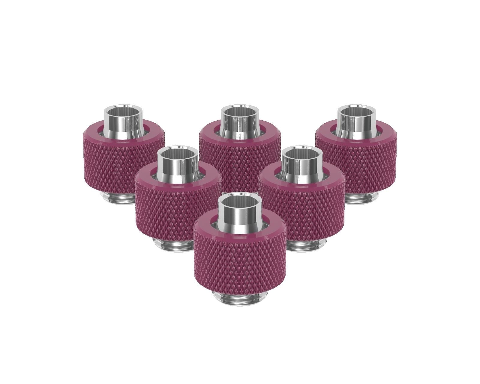 PrimoChill SecureFit SX - Premium Compression Fitting For 3/8in ID x 1/2in OD Flexible Tubing 6 Pack (F-SFSX12-6) - Available in 20+ Colors, Custom Watercooling Loop Ready - Magenta
