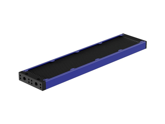 PrimoChill 480SL (30mm) EXIMO Modular Radiator, Black POM, 4x120mm, Quad Fan (R-SL-BK48) Available in 20+ Colors, Assembled in USA and Custom Watercooling Loop Ready - True Blue
