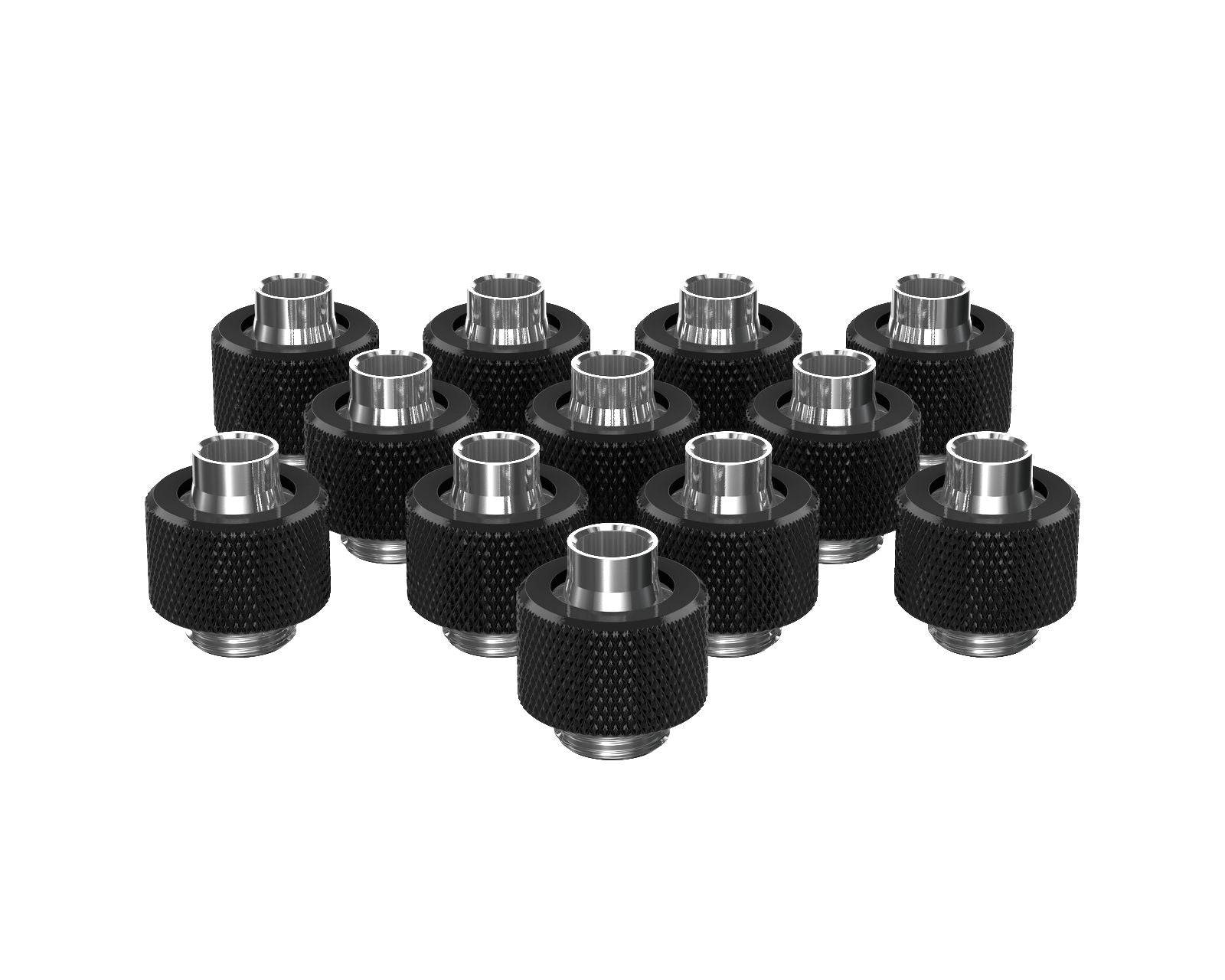 PrimoChill SecureFit SX - Premium Compression Fitting For 3/8in ID x 1/2in OD Flexible Tubing 12 Pack (F-SFSX12-12) - Available in 20+ Colors, Custom Watercooling Loop Ready - Satin Black