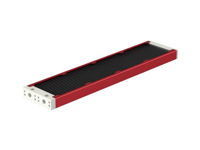 PrimoChill 480SL (30mm) EXIMO Modular Radiator, White POM, 4x120mm, Quad Fan (R-SL-W48) Available in 20+ Colors, Assembled in USA and Custom Watercooling Loop Ready - Candy Red