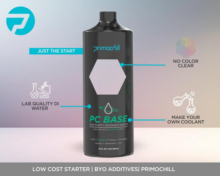 PrimoChill Base - Computer WaterCooling High Purity Deionized Water, No Protection, Add your Additives/Inhibitors, Proudly Made in The USA (32oz/.9L) - Transparent - Clear