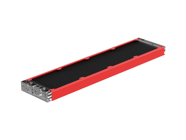 PrimoChill 480SL (30mm) EXIMO Modular Radiator, Clear Acrylic, 4x120mm, Quad Fan (R-SL-A48) Available in 20+ Colors, Assembled in USA and Custom Watercooling Loop Ready - Razor Red