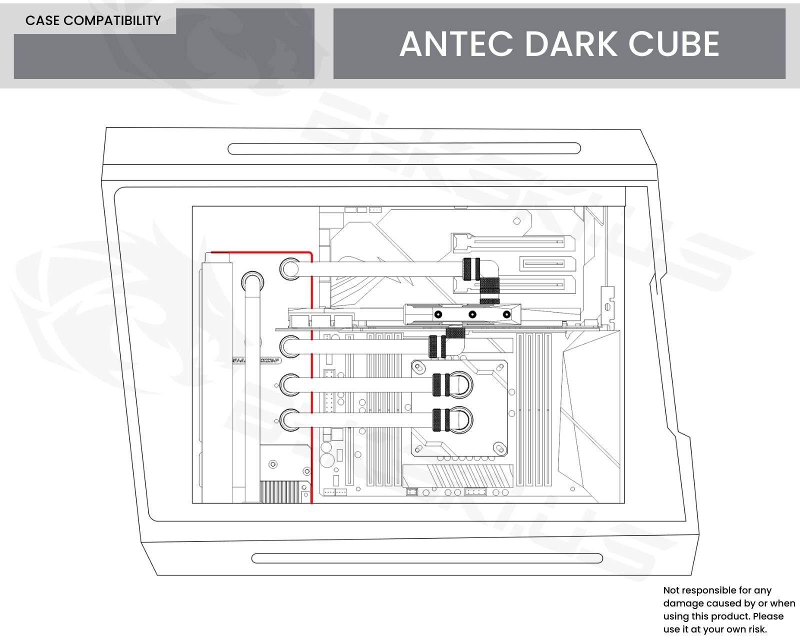 Bykski Distro Plate For Antec Dark Cube - PMMA w/ 5v Addressable RGB (RBW) (RGV-ANTEC-DARK-P-K) - DDC Pump With Armor