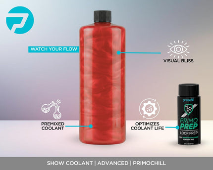 PrimoChill Vue - Computer WaterCooling Coolant, Visual Flow, Solid/Non-Transparent, Full Protection, PrimoPrep Included, Proudly Made in the USA (32oz/.9L) - Powder Red