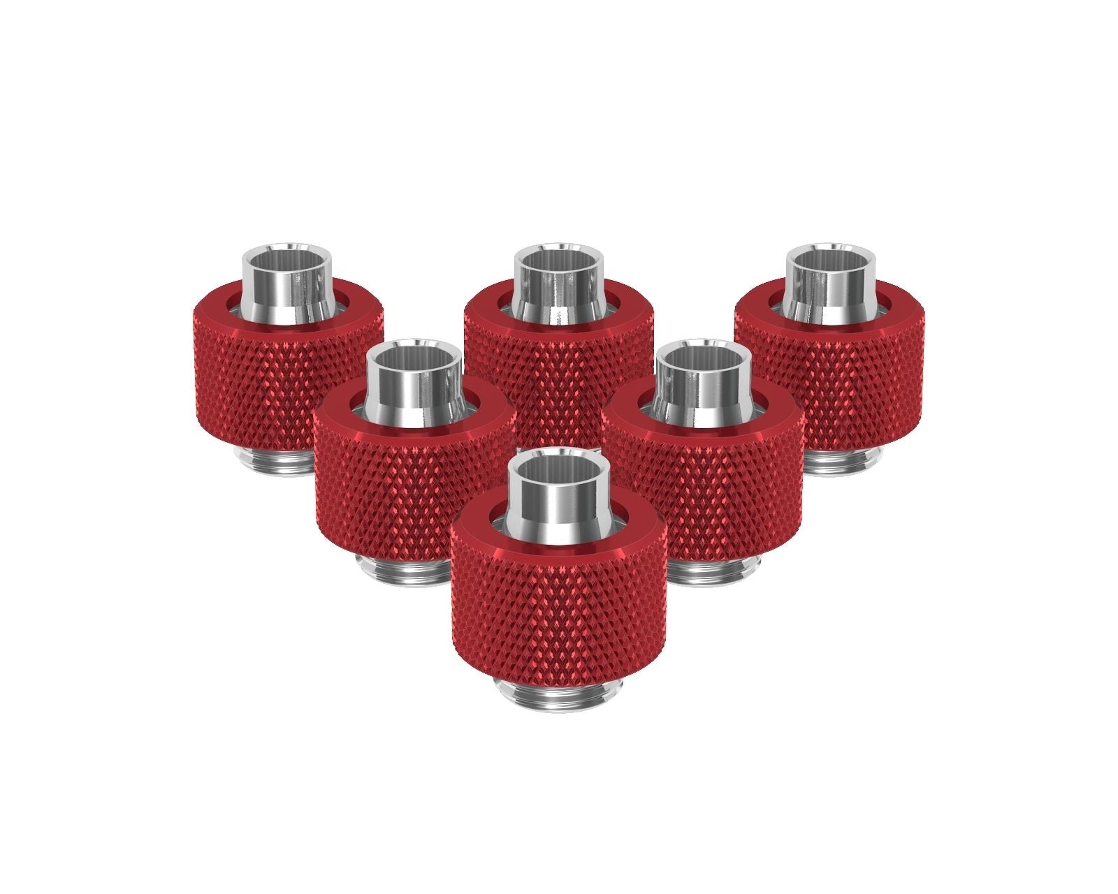 PrimoChill SecureFit SX - Premium Compression Fitting For 3/8in ID x 1/2in OD Flexible Tubing 6 Pack (F-SFSX12-6) - Available in 20+ Colors, Custom Watercooling Loop Ready - Candy Red