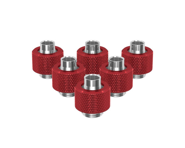 PrimoChill SecureFit SX - Premium Compression Fitting For 3/8in ID x 1/2in OD Flexible Tubing 6 Pack (F-SFSX12-6) - Available in 20+ Colors, Custom Watercooling Loop Ready - PrimoChill - KEEPING IT COOL Candy Red