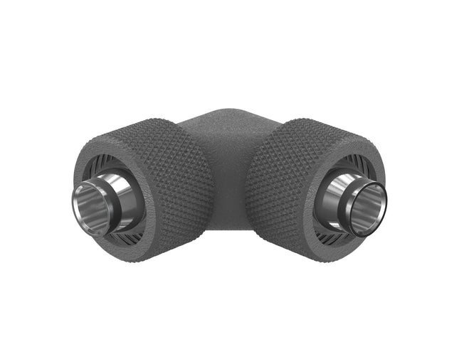 PrimoChill SecureFit SX - Premium 90 Degree Compression Fitting Set For 7/16in ID x 5/8in OD Flexible Tubing (F-SFSX75890) - Available in 20+ Colors, Custom Watercooling Loop Ready - TX Matte Gun Metal