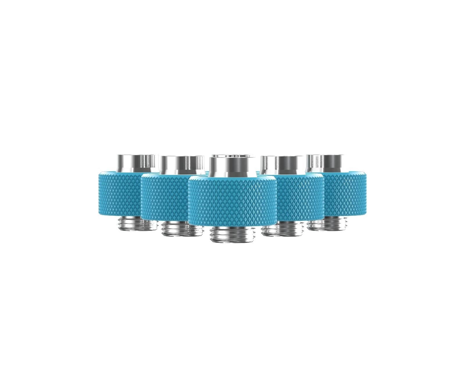 PrimoChill SecureFit SX - Premium Compression Fittings 6 Pack - For 1/2in ID x 3/4in OD Flexible Tubing (F-SFSX34-6) - Available in 20+ Colors, Custom Watercooling Loop Ready - Sky Blue