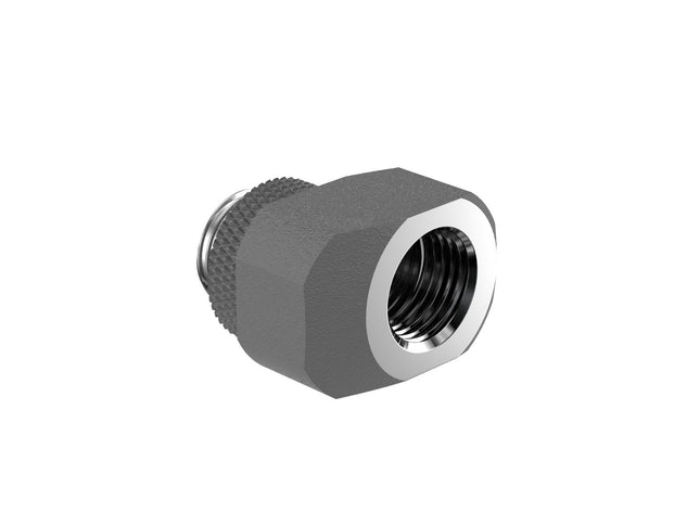 PrimoChill InterConnect SX Male to Female G 1/4in. Offset Full Rotary Fitting - 6mm - TX Matte Gun Metal
