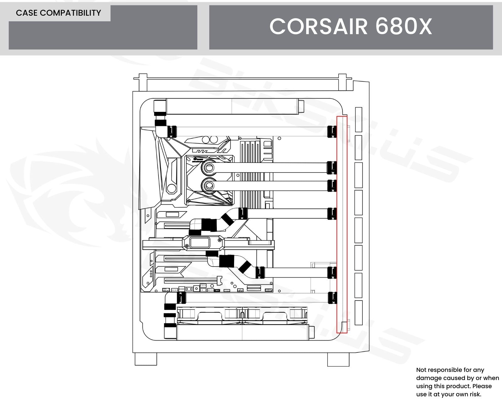 Bykski Distro Plate For CORSAIR 680X - PMMA w/ 5v Addressable RGB (RBW) (RGV-COS-680X-P-K) - DDC Pump With Armor