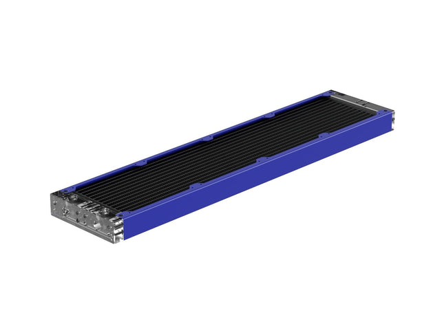 PrimoChill 480SL (30mm) EXIMO Modular Radiator, Clear Acrylic, 4x120mm, Quad Fan (R-SL-A48) Available in 20+ Colors, Assembled in USA and Custom Watercooling Loop Ready - True Blue