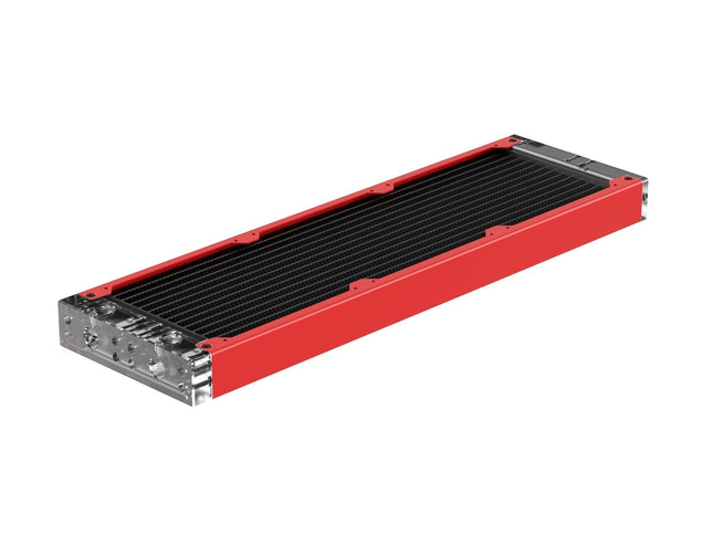 PrimoChill 360SL (30mm) EXIMO Modular Radiator, Clear Acrylic, 3x120mm, Triple Fan (R-SL-A36) Available in 20+ Colors, Assembled in USA and Custom Watercooling Loop Ready - Razor Red