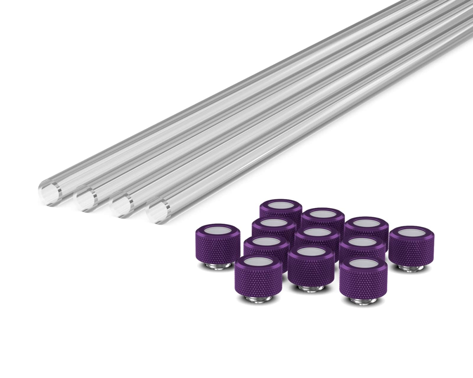 PrimoChill (Basic Kit) 4x 14mm Acrylic/PMMA Tubes, 12x Metric SX Fittings - Candy Purple