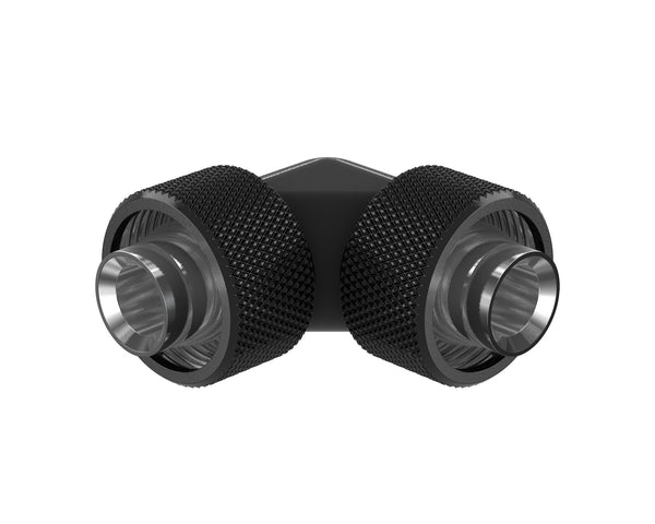 PrimoChill SecureFit SX - Premium 90 Degree Compression Fitting Set For 1/2in ID x 3/4in OD Flexible Tubing (F-SFSX3490) - Available in 20+ Colors, Custom Watercooling Loop Ready - PrimoChill - KEEPING IT COOL Satin Black