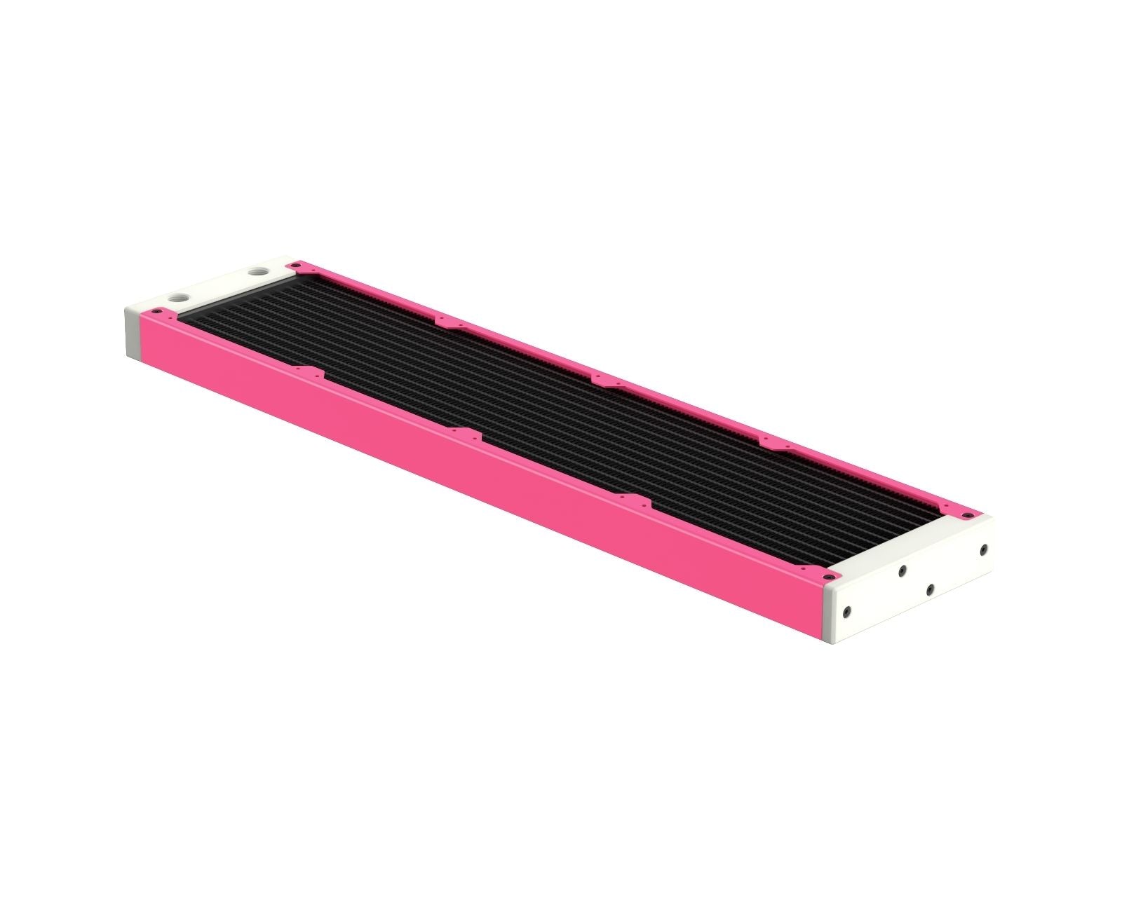 PrimoChill 480SL (30mm) EXIMO Modular Radiator, White POM, 4x120mm, Quad Fan (R-SL-W48) Available in 20+ Colors, Assembled in USA and Custom Watercooling Loop Ready - UV Pink