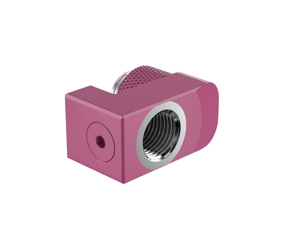 PrimoChill Male to Female G 1/4in. Supported Offset Rotary Fitting - Magenta