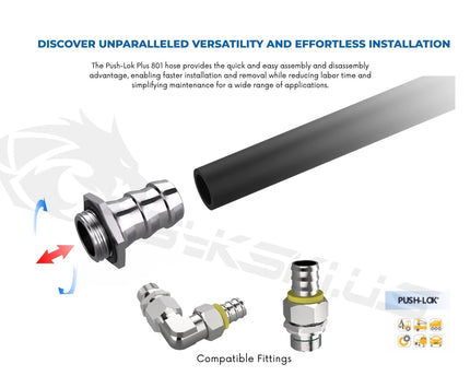 Bykski Push Lok Plus Flexible Durable Server Tubing 12mm (1/2in) ID Single Fiber Braid - 10 Feet (B-PK-801-8-BLK)