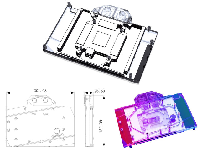 Bykski Full Coverage GPU Water Block and Backplate for INNO3D/AX GAMING GEFORCE RTX 4090 X3 (SELECT MODELS ONLY) (N-ICH4090-X)