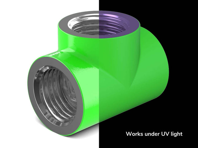 PrimoChill G 1/4in. Inline 3-Way SX Female T Adapter - UV Green