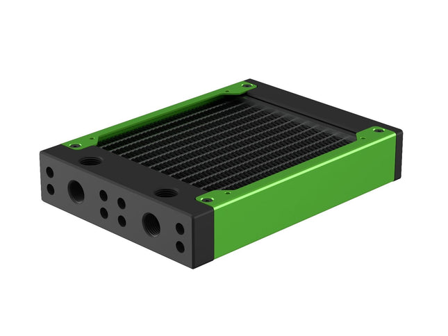 PrimoChill 120SL (30mm) EXIMO Modular Radiator, Black POM, 1x120mm, Single Fan (R-SL-BK12) Available in 20+ Colors, Assembled in USA and Custom Watercooling Loop Ready - Toxic Candy