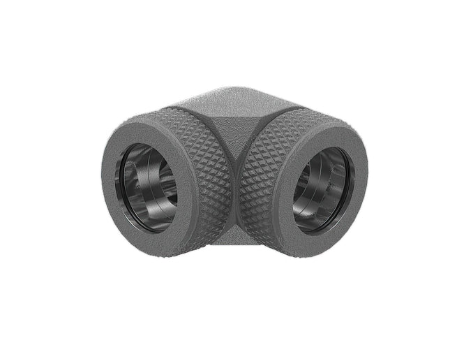 PrimoChill InterConnect SX Premium 90 Degree Elbow Adapter Fitting for 14MM Rigid Tubing (FA-9014) - TX Matte Gun Metal