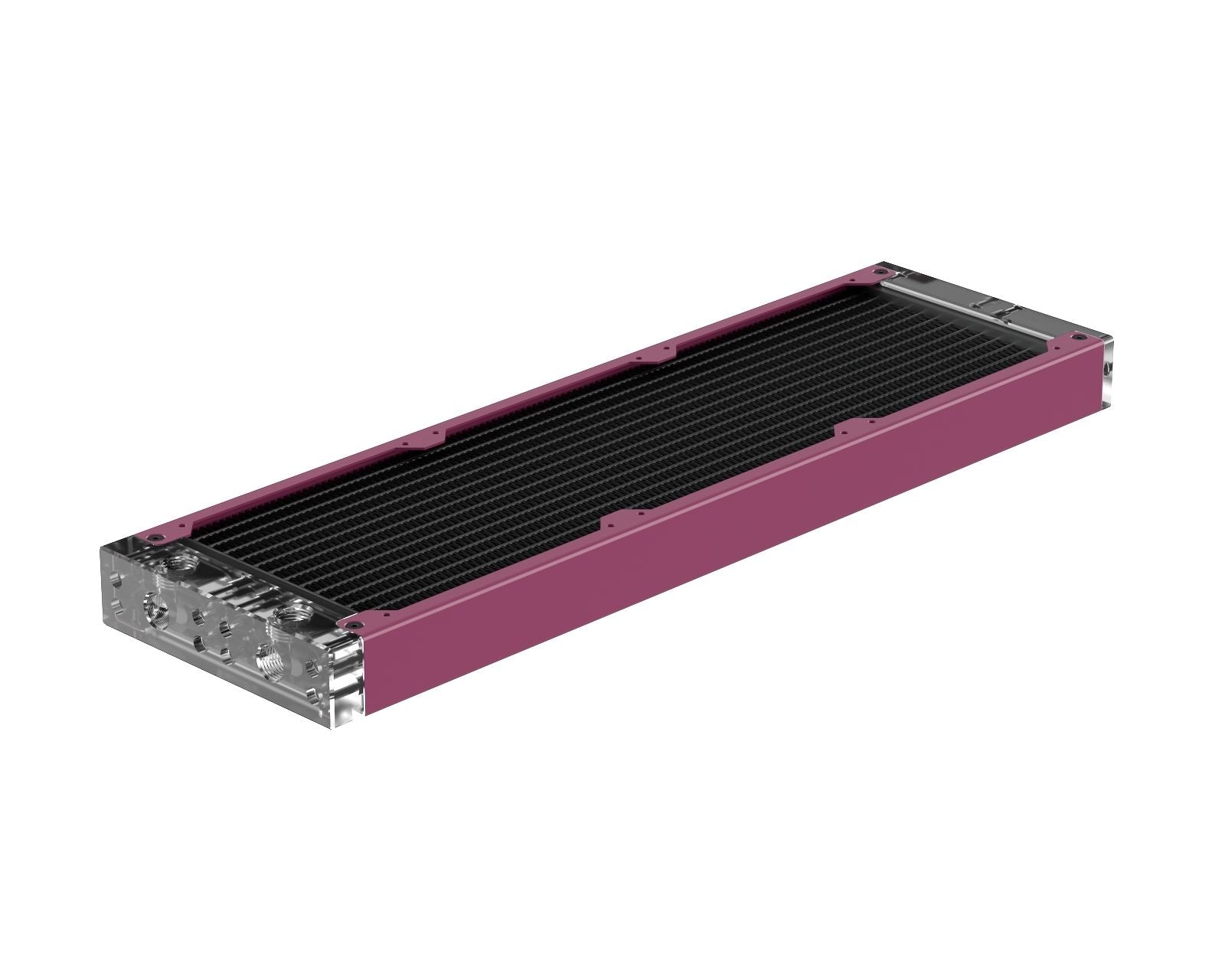 PrimoChill 360SL (30mm) EXIMO Modular Radiator, Clear Acrylic, 3x120mm, Triple Fan (R-SL-A36) Available in 20+ Colors, Assembled in USA and Custom Watercooling Loop Ready - Magenta