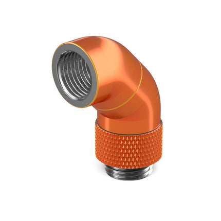 PrimoChill Male to Female G 1/4in. 90 Degree SX Dual Rotary Snake Fitting - Candy Copper