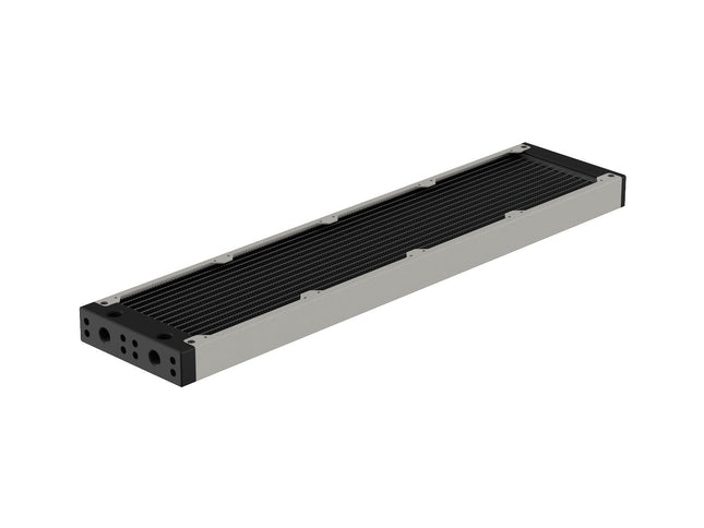 PrimoChill 480SL (30mm) EXIMO Modular Radiator, Black POM, 4x120mm, Quad Fan (R-SL-BK48) Available in 20+ Colors, Assembled in USA and Custom Watercooling Loop Ready - TX Matte Silver