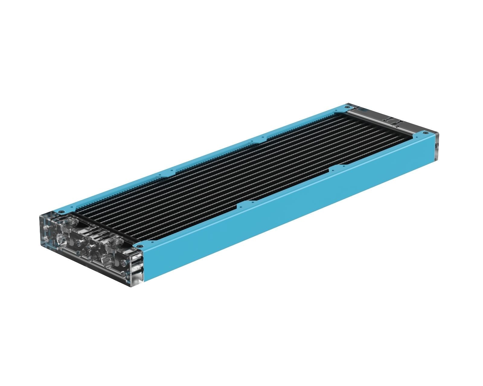 PrimoChill 360SL (30mm) EXIMO Modular Radiator, Clear Acrylic, 3x120mm, Triple Fan (R-SL-A36) Available in 20+ Colors, Assembled in USA and Custom Watercooling Loop Ready - Sky Blue