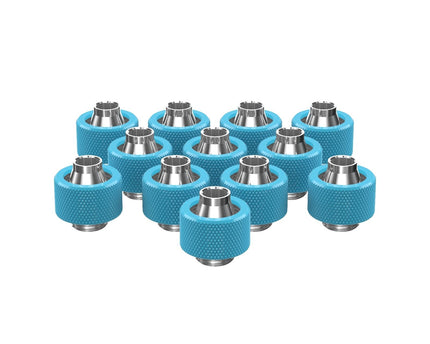 PrimoChill SecureFit SX - Premium Compression Fitting For 7/16in ID x 5/8in OD Flexible Tubing 12 Pack (F-SFSX758-12) - Available in 20+ Colors, Custom Watercooling Loop Ready - PrimoChill - KEEPING IT COOL Sky Blue