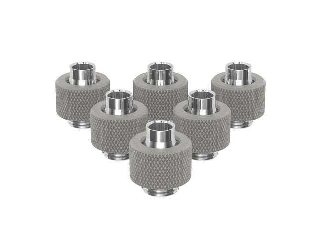 PrimoChill SecureFit SX - Premium Compression Fitting For 3/8in ID x 1/2in OD Flexible Tubing 6 Pack (F-SFSX12-6) - Available in 20+ Colors, Custom Watercooling Loop Ready - TX Matte Silver