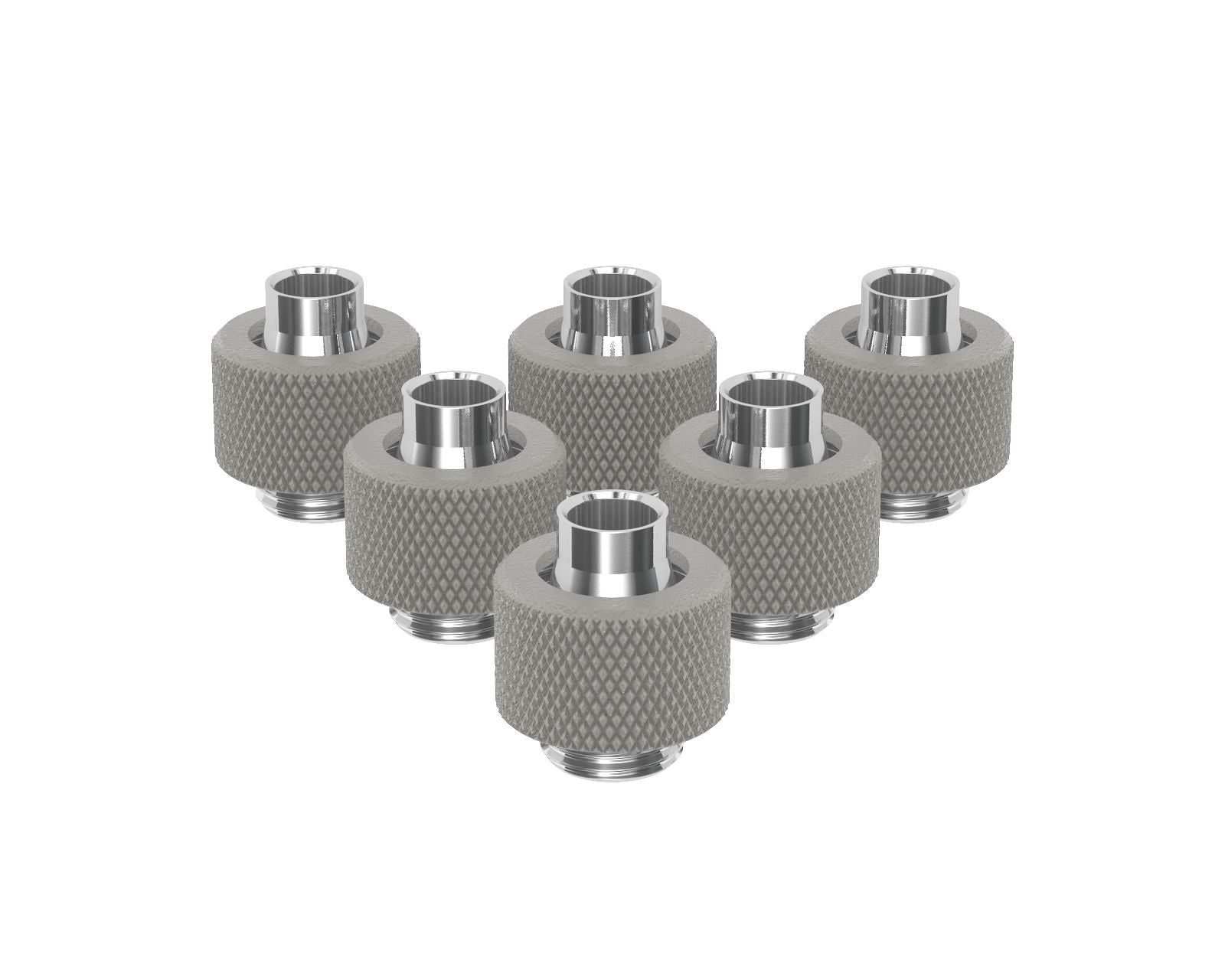 PrimoChill SecureFit SX - Premium Compression Fitting For 3/8in ID x 1/2in OD Flexible Tubing 6 Pack (F-SFSX12-6) - Available in 20+ Colors, Custom Watercooling Loop Ready - TX Matte Silver