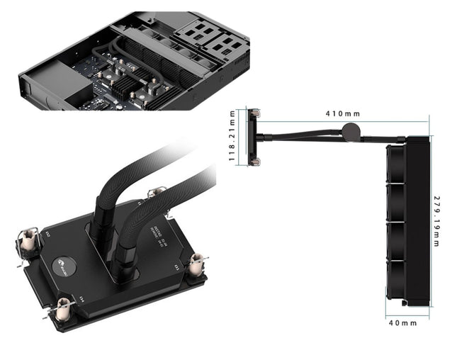 Bykski Durable 4x80mm 2U Server AIO Liquid CPU Cooler For Dual Intel Copper/Ice Lake (LGA 4189) - Continuous Usage