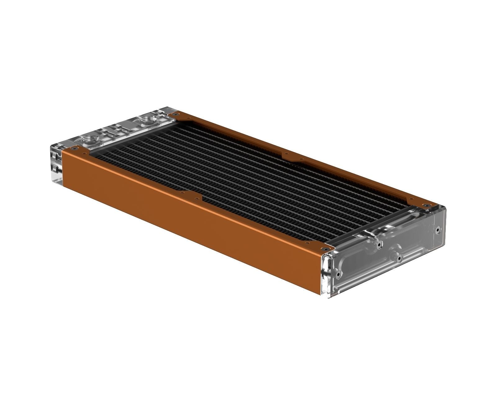 PrimoChill 240SL (30mm) EXIMO Modular Radiator, Clear Acrylic, 2x120mm, Dual Fan (R-SL-A24) Available in 20+ Colors, Assembled in USA and Custom Watercooling Loop Ready - Copper