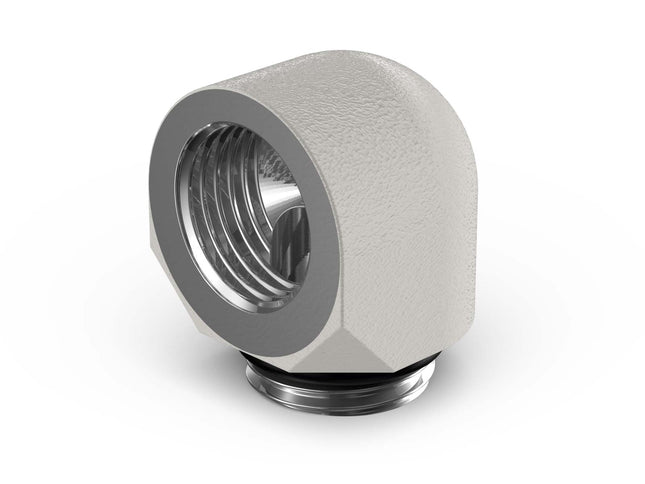 PrimoChill Male to Female G1/4 90 Degree SX Elbow Fitting - TX Matte Silver - TX Matte Silver