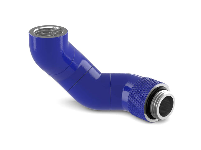 PrimoChill Male to Female G 1/4in. 180 Degree SX Triple Rotary Elbow Fitting - True Blue